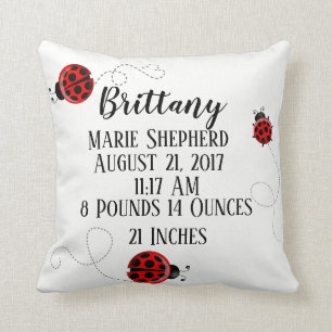Red Black Ladybug Bug Insect Ladybird Beetle Birth Throw Pillow