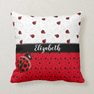 Red Black Ladybug Bug Insect Ladybird Beetles Name Throw Pillow