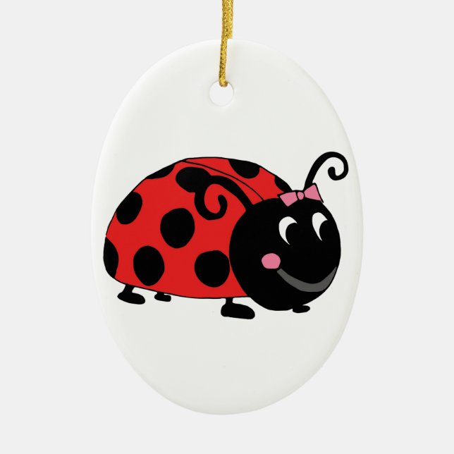 Red Black Ladybug Ceramic Ornament (Front)
