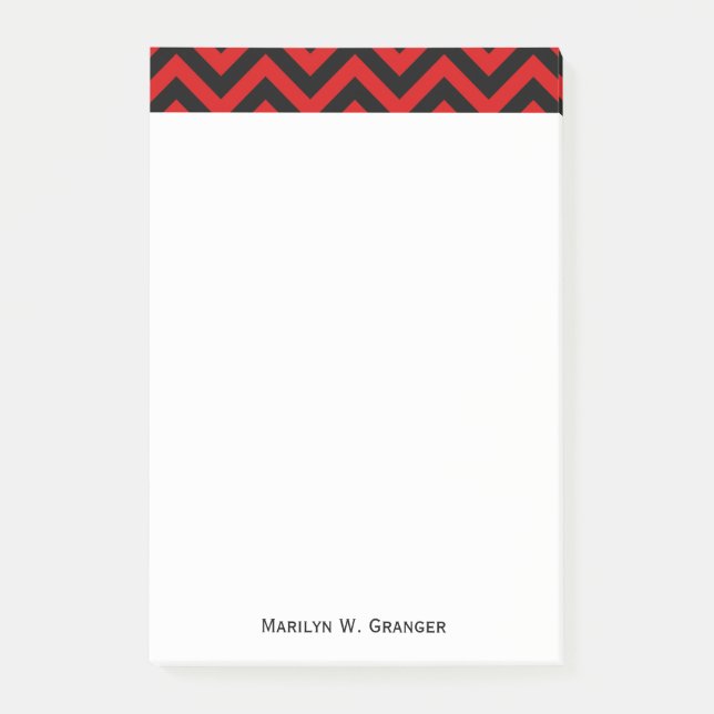 Red, Black Large Chevron ZigZag Pattern Post-it Notes (Front)