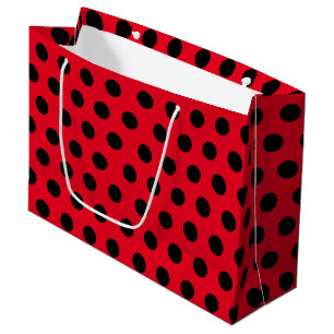 Red & Black Large Medium Polka Dot Party Gift Bag