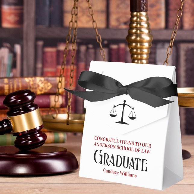 Red Black Law School Custom Graduation Party Favor Box (Creator Uploaded)
