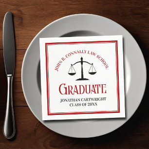 Red Black Law School Custom Graduation Party Napkin