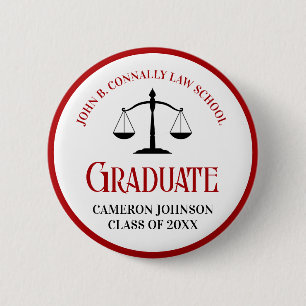 Red Black Law School Graduation Keepsake 2 Inch Round Button