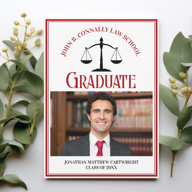 Red Black Law School Graduation Photo Announcement (Creator Uploaded)