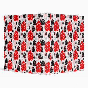 Red Black Leaf Illustration Pattern Design Binder