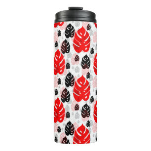 Red Black Leaf Illustration Pattern Design  Thermal Tumbler