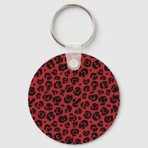Red Black Leopard Print Keychain