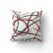 RED BLACK LINES DESIGN Retro Throw Pillow