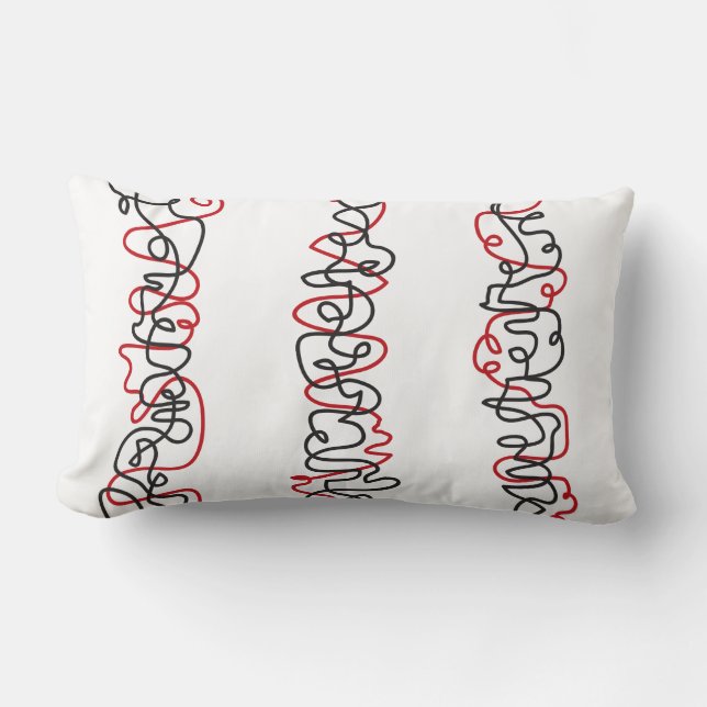 RED & BLACK LINES DESIGN Retro Throw Pillow (Front)