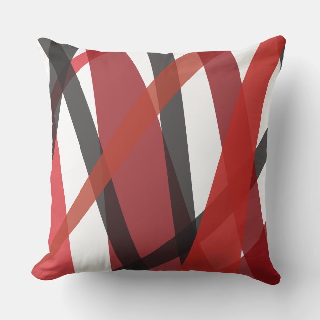 RED BLACK LINES DESIGN Retro Throw Pillow (Front)