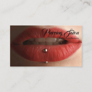 Red Black Lips Piercing photo Business Card