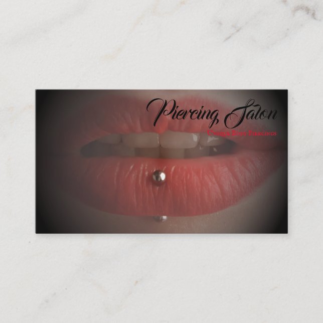 Red Black Lips Piercing photo Business Card (Front)