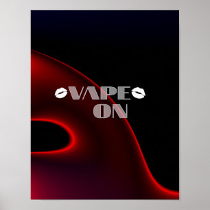 Red Black Lips Vape On Poster