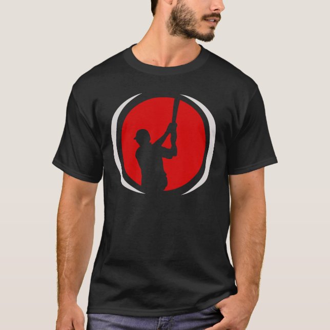 Red Black Logo Baseball Batter T-Shirt (Front)