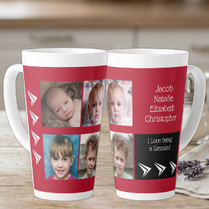 Red black love being a Grandad with photos Latte Mug