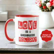 Red Black "Love Is Year-Round Holiday" Typography