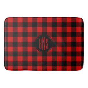 Red Black Lumberjack Buffalo Plaid bath mat