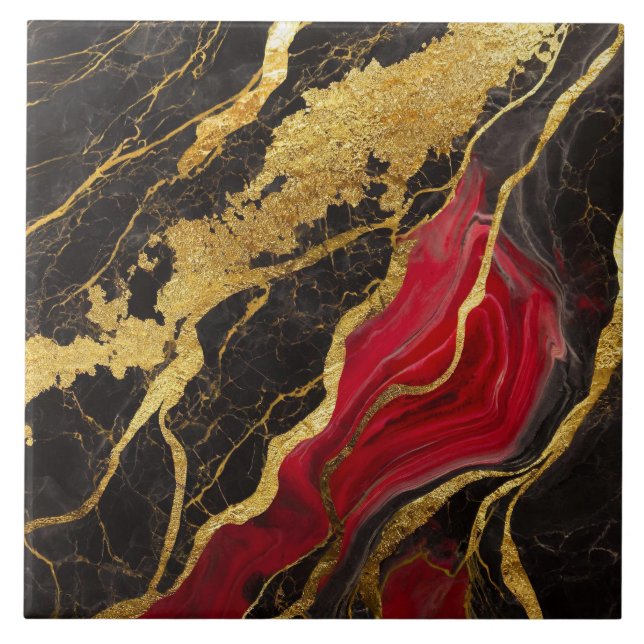 Red Black Marble Pattern with Gold Tile (Front)