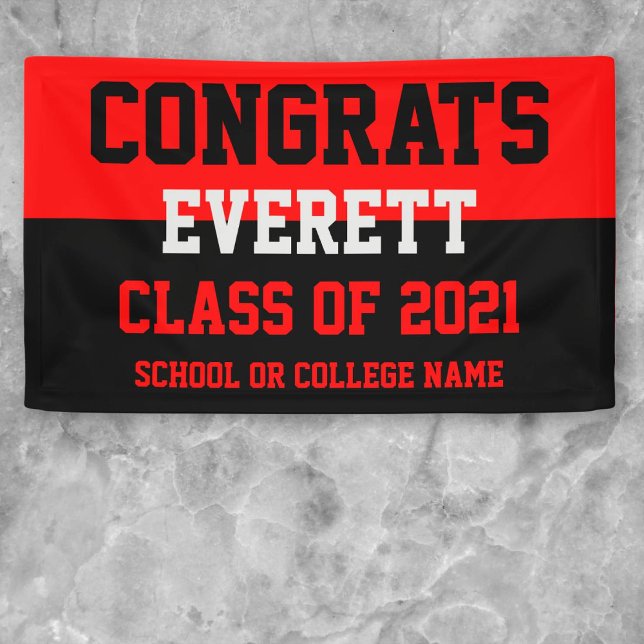 Red & Black Minimalist Graduation Party Banner (Creator Uploaded)