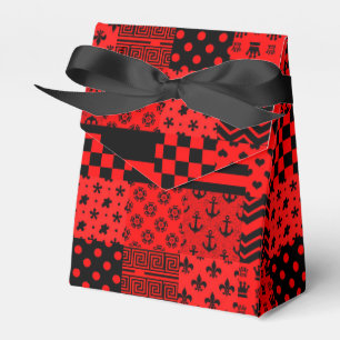 Red Black Mixed Patterns Patchwork Design Favor Box