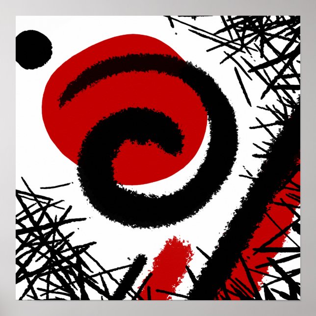 Red & Black Modern Abstract Poster (Front)