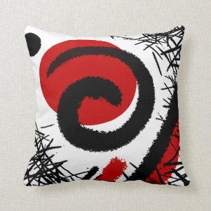 Red & Black Modern Abstract Throw Pillow
