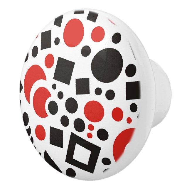 Red & Black Modern Art Deco Ceramic Knob (Right)