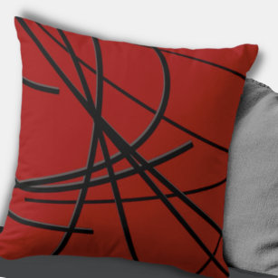 Red & Black Modern Artistic Abstract Throw Pillow