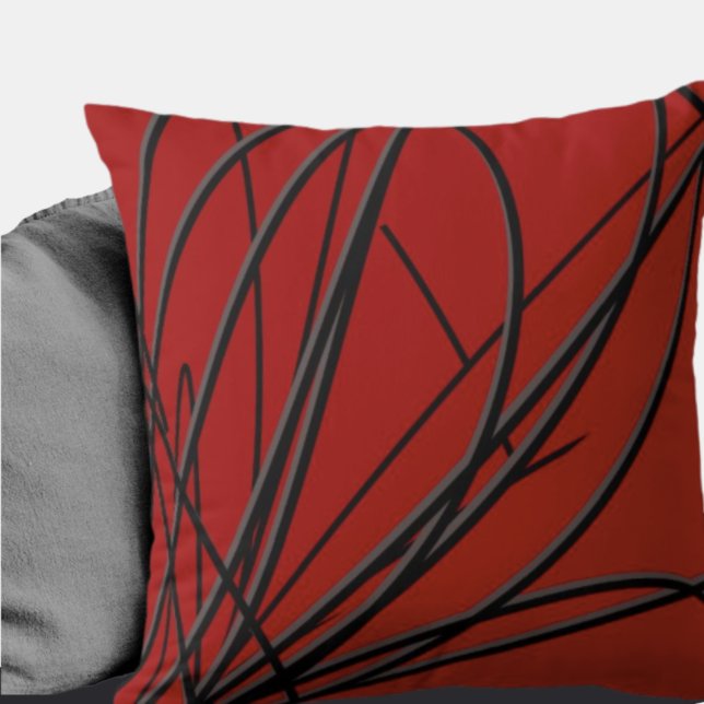 Red & Black, Modern Artistic Abstract Throw Pillow (Creator Uploaded)