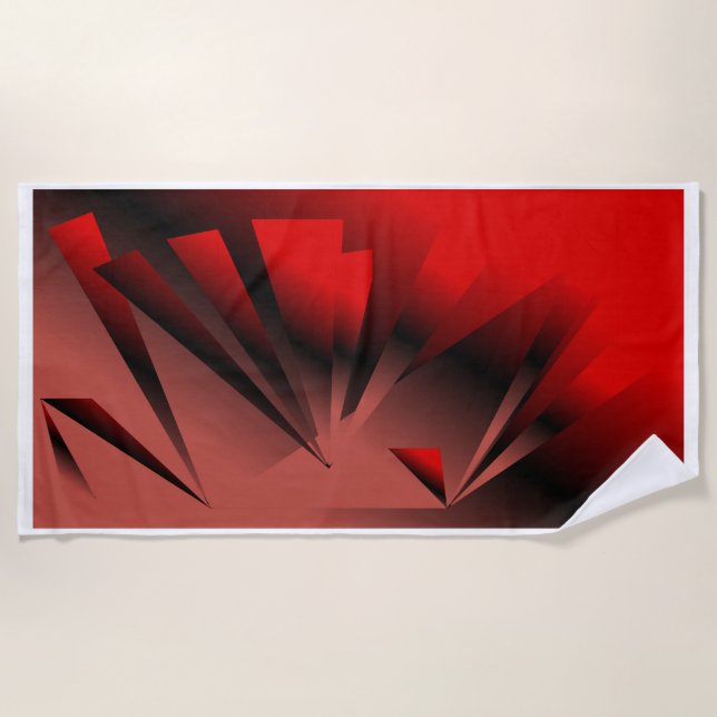Red & Black Modern Beach or Bath Towel (Front)
