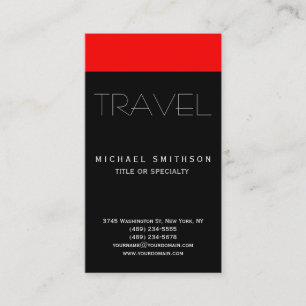 Red Black Modern Simple Travel Agent Business Card