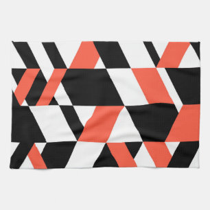 Red-black, modern, trendy, urban geometric design kitchen towel
