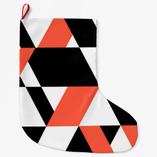 Red-black, modern, trendy, urban geometric design large christmas stocking