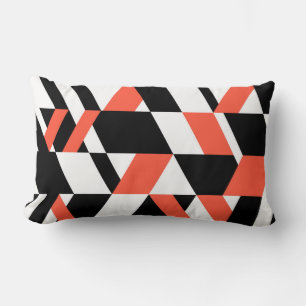 Red-black, modern, trendy, urban geometric design lumbar pillow