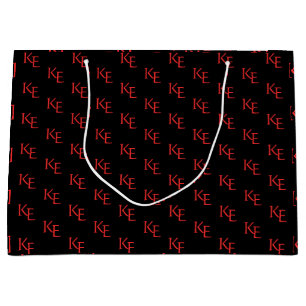 Red Black Monogram Minimal Gothic Wedding Large Gift Bag