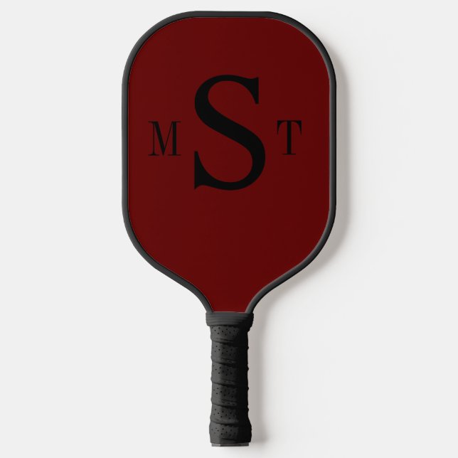 Red Black Monogram Personalized Pickleball Paddle (Front)