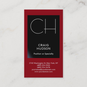 Red Black Monogram Professional Business Card