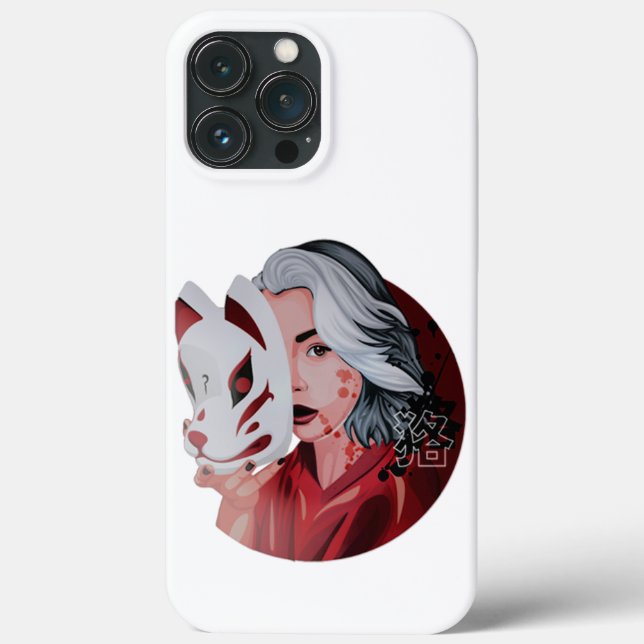 Red Black Mujina Illustration iPhone 13 Pro Cases (Back)
