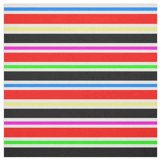 Red Black Multi-coloured Stripes Pattern Textile Fabric (Swatch)
