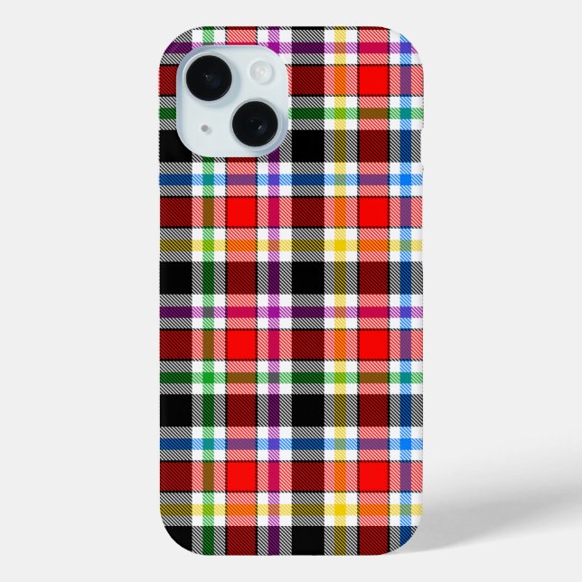 Red Black Multicolour Flannel Plaid Tartan Design Case-Mate iPhone Case (Back)