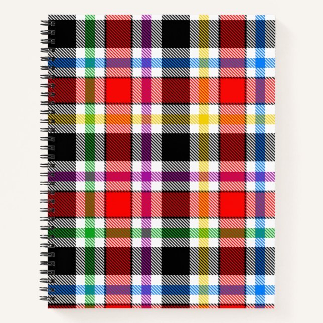Red Black Multicolour Flannel Plaid Tartan Design Notebook (Front)