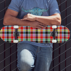 Red Black Multicolour Flannel Plaid Tartan Design Skateboard