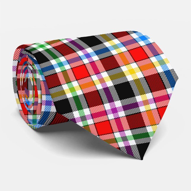 Red Black Multicolour Flannel Plaid Tartan Design Tie (Creator Uploaded)