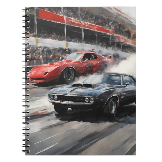 Red & Black Muscle cars  Notebook (Front)