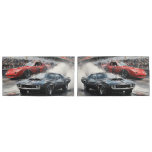 Red & Black Muscle cars  Pillowcase