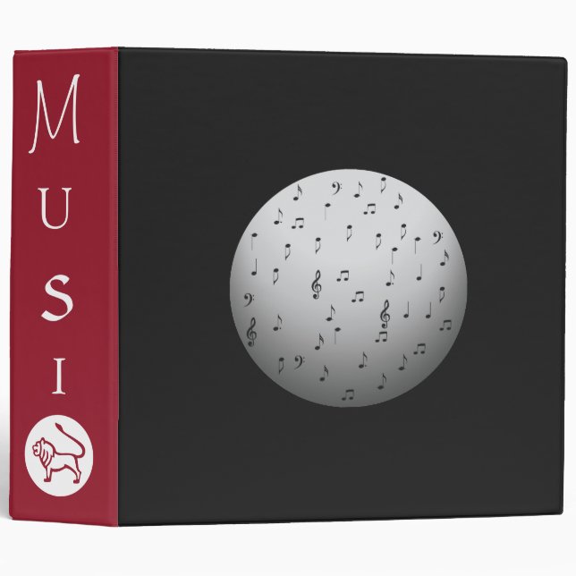 Red Black Music Note> Classeur du livre (Devant/Côté)