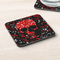 Red Black Musical notes skull
