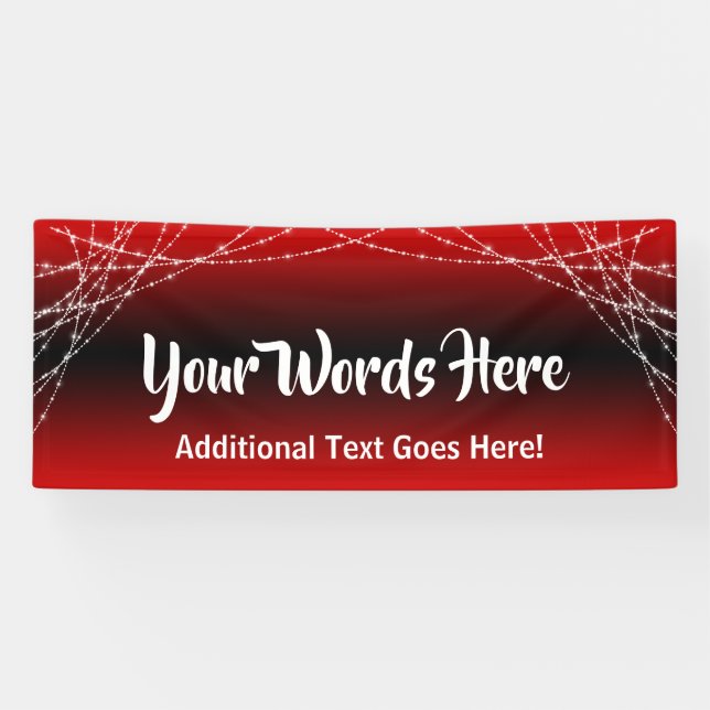 Red & Black Ombre Light Strings Add Your Own Text Banner (Horizontal)