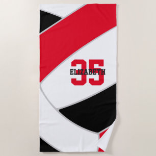 red black or ANY colours personalized volleyball Beach Towel
